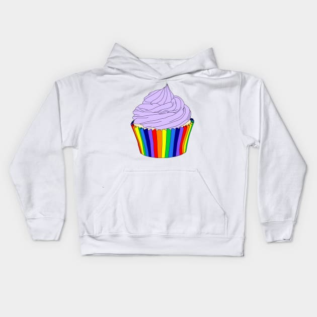 Rainbow Cupcake with Lavender Icing Kids Hoodie by Art by Deborah Camp